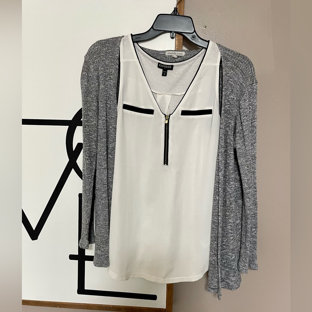 Gray knit cardigan